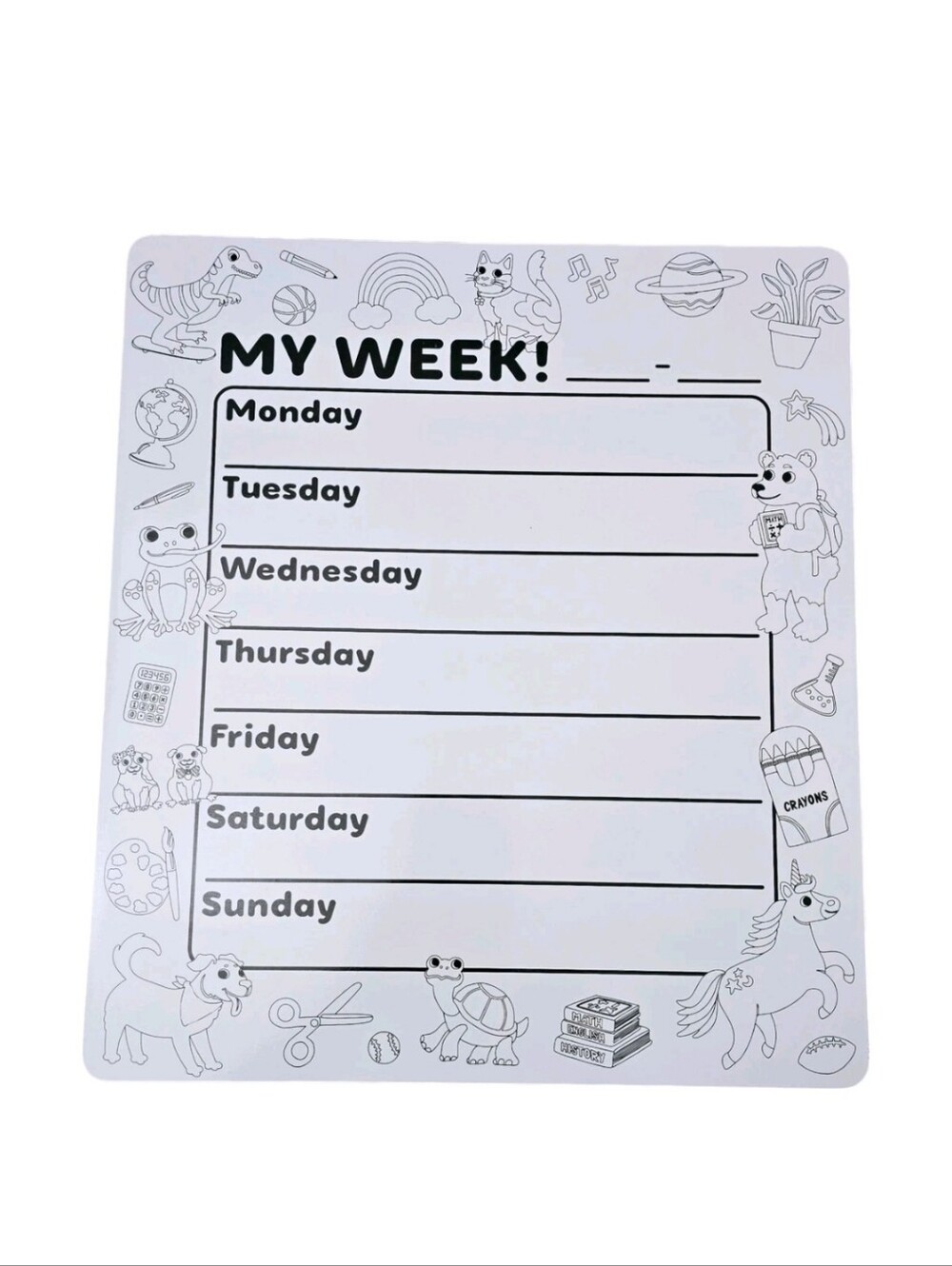 New Kids Weekly Dry Erase Board 15.5" x 13.75" Whiteboard Chore Chart Planner
